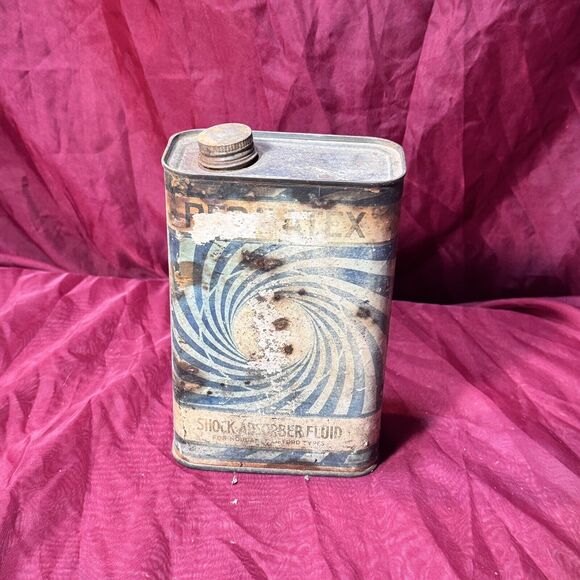 Vintage Metal Permatex Shock Absorber Fluid w/Lid Collectible Gas/Oil Can - Picture 2 of 10